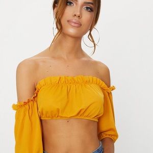 PrettyLittleThing Yellow Tie Crop Top